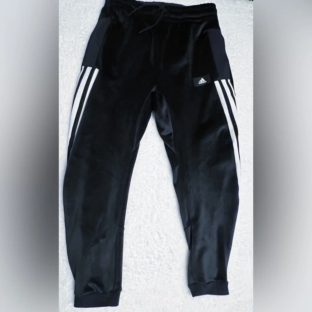 Men’s RARE Adidas NWT Medium Future Icons Ribbed Hoodie/Pants Velour Set - Picture 12 of 15